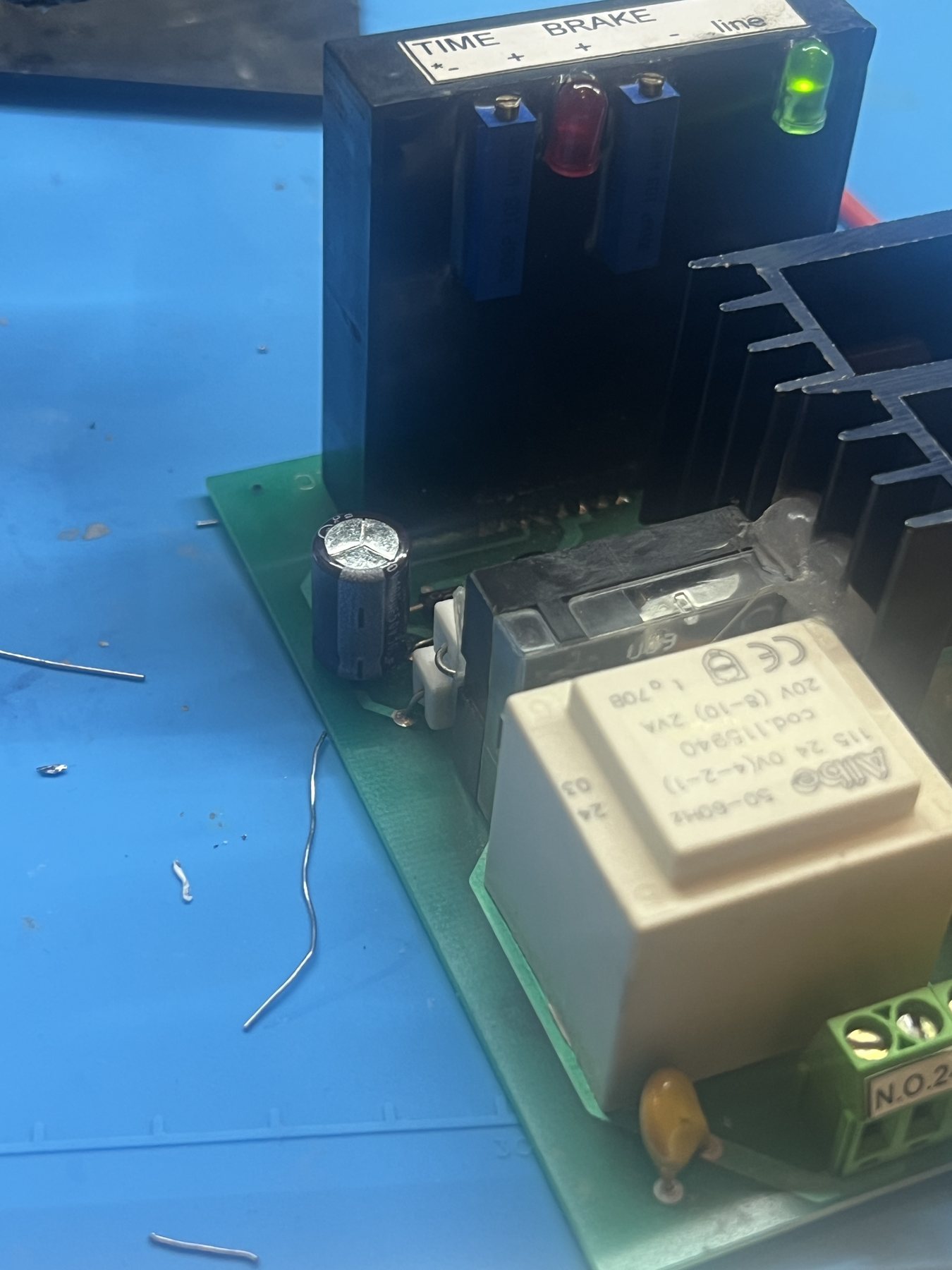Replacement capacitor fitted to the industrial mixer controller