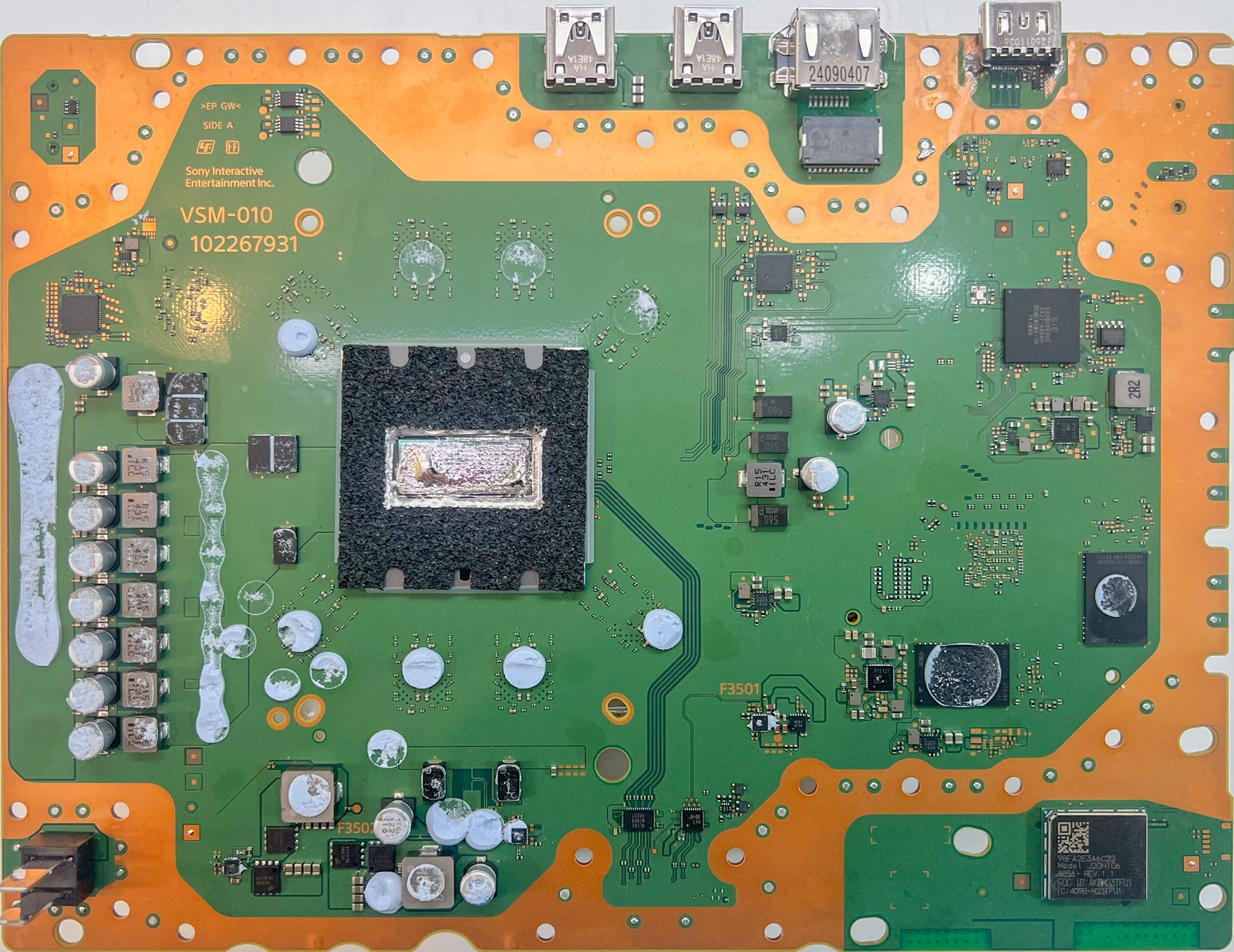 PS5 Pro motherboard with the HDMI connector area visible