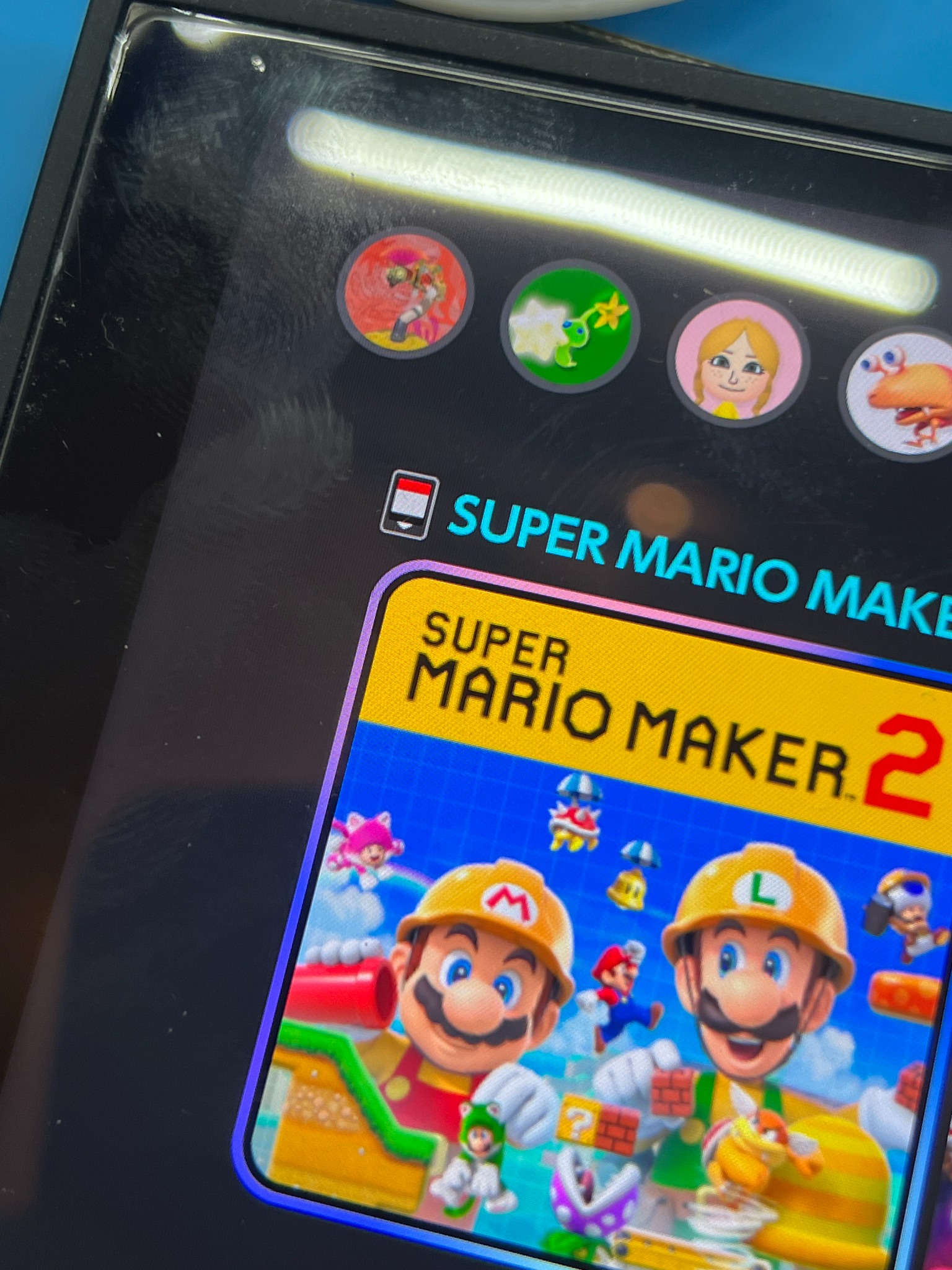 Switch 2 home screen showing Super Mario Maker 2 with the game card icon after the port repair